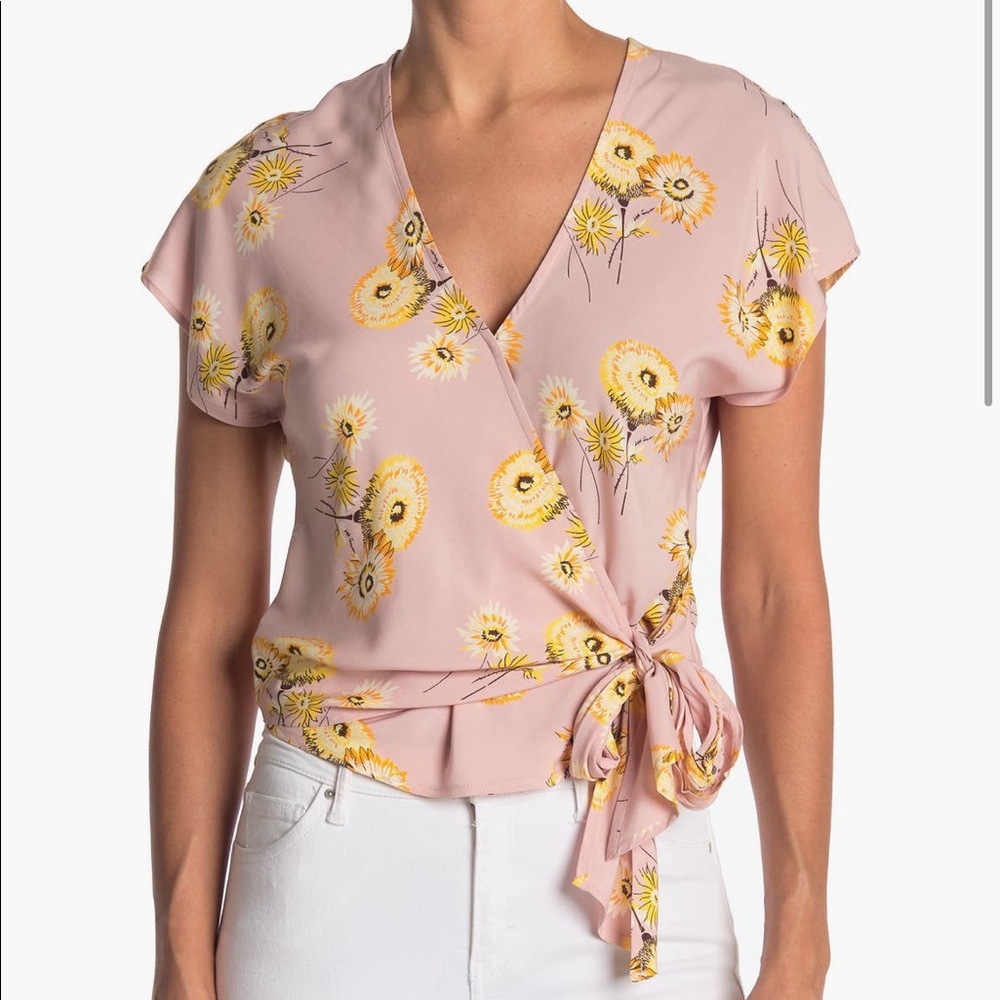 Madewell Floral Short Sleeve Wrap Top XXS